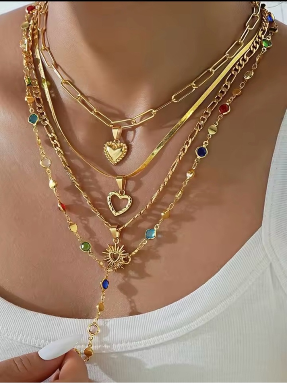Stunning four-piece layered necklace collection